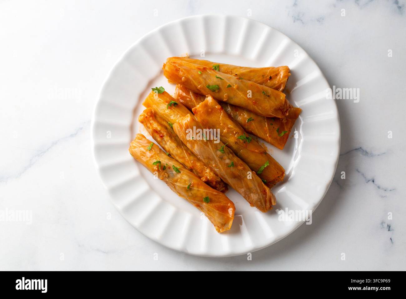 Involtini di cavolo turchi tradizionali - Lahana Sarmasi - con carne tritata e riso Foto Stock