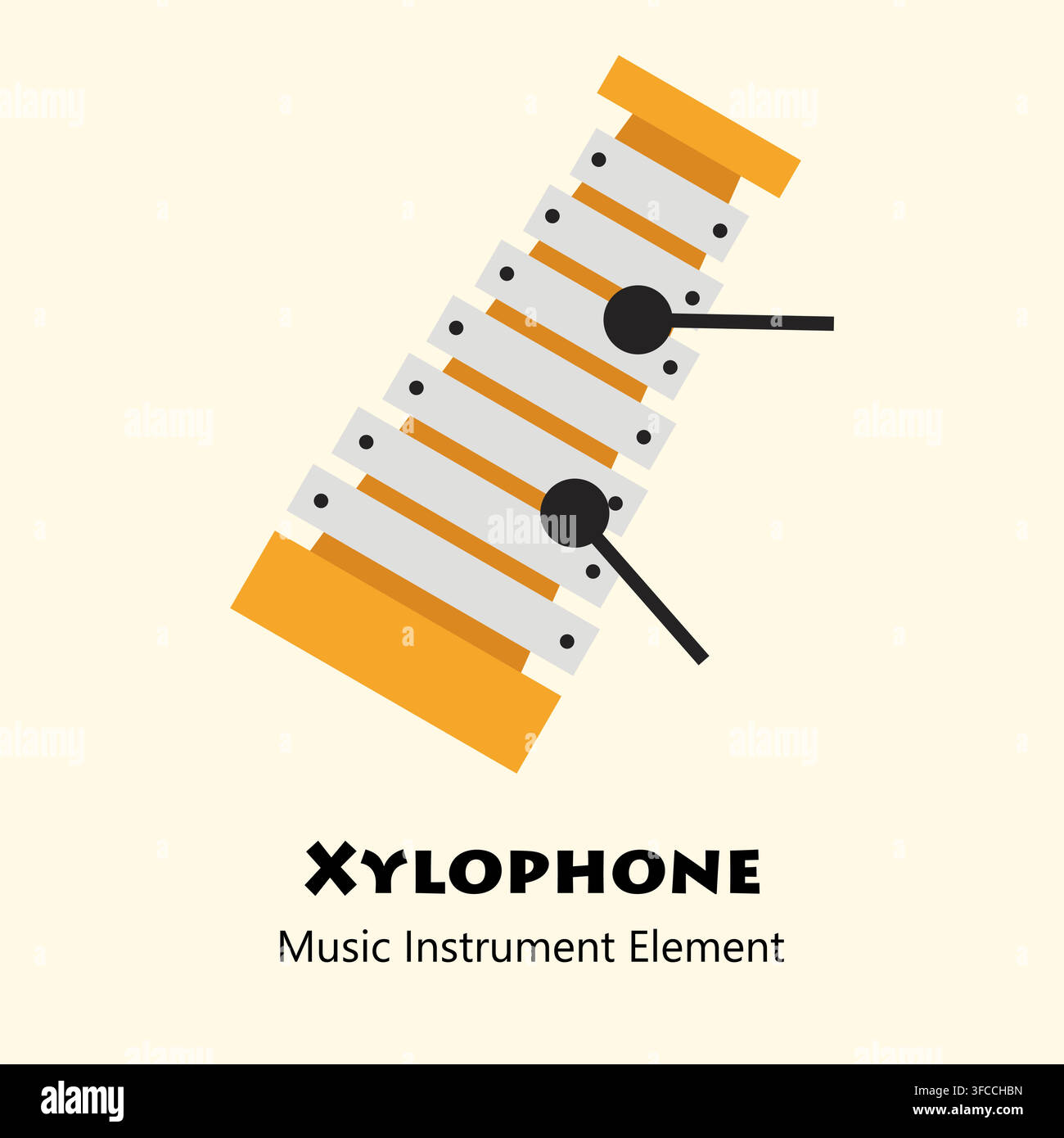 Illustrazione piatta minimalista di uno strumento musicale xilofono Illustrazione Vettoriale