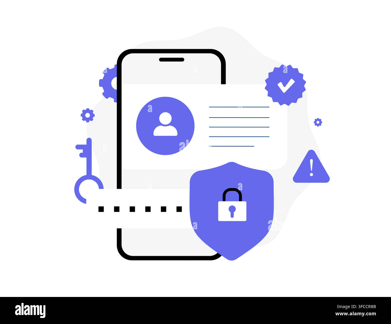 La prevenzione del takeover del conto protegge gli account degli utenti dall'accesso non autorizzato e dalle attività sospette. Verifica dell'identità e prevenzione delle frodi per un accesso digitale sicuro, illustrazione vettoriale. Illustrazione Vettoriale