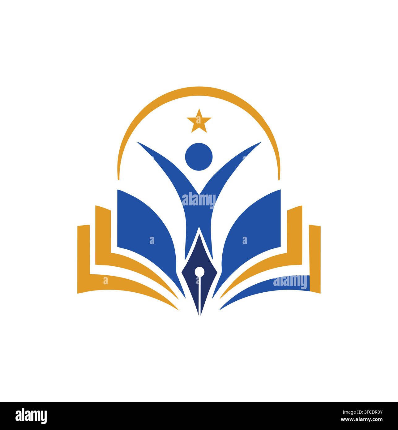 Accademia di Educazione Moderna Libro Aperto Pennino Stella Studente Logo Illustrazione Vettoriale