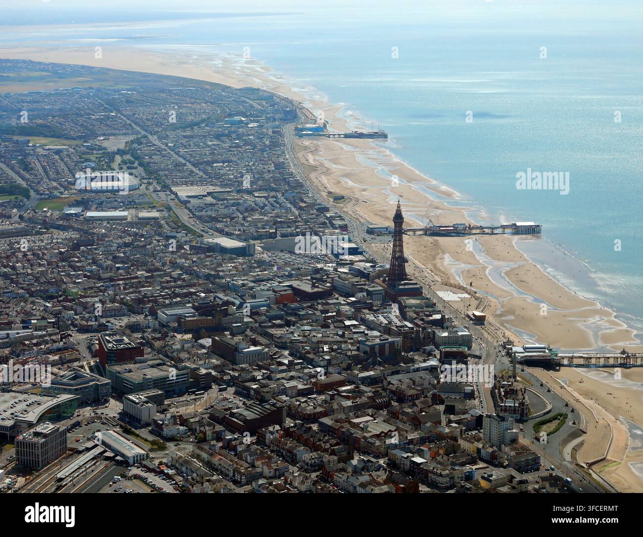 Vista aerea del lungomare di Blackpool Foto Stock