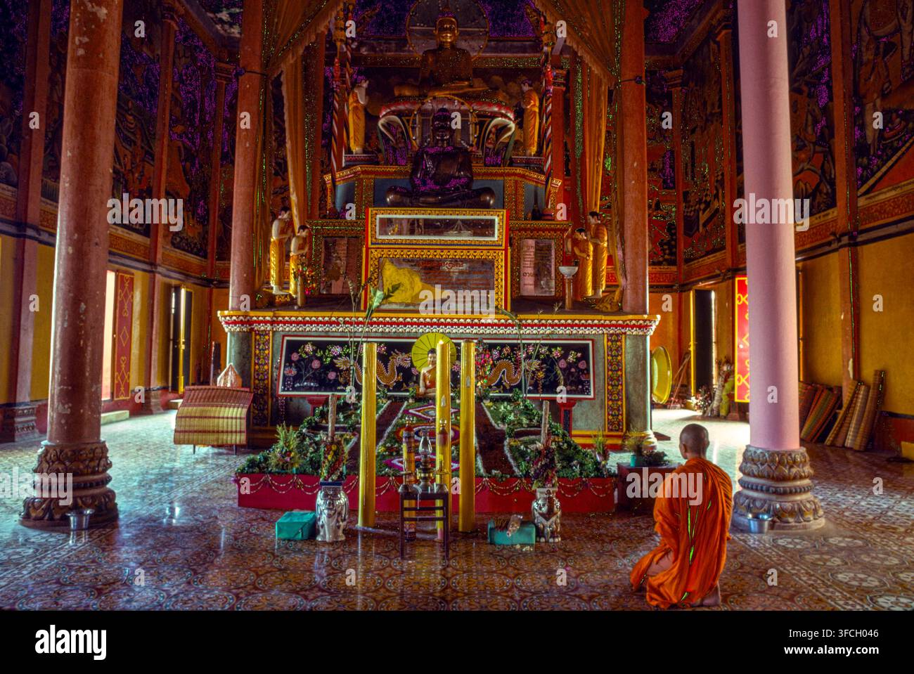Il monastero Wat Maniratanaram Tuol Tompoung, Phnom Penh, Cambogia, settembre 1988. Foto Stock