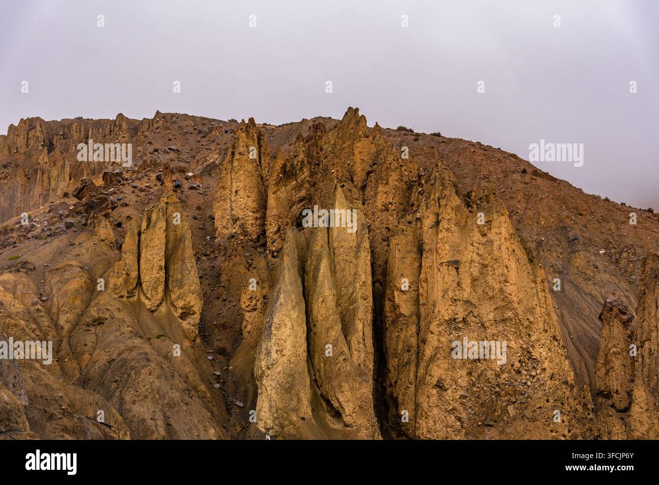 I pinnacoli sono formazioni geologiche composte da colonne rocciose ripide lasciate dall'erosione per vento, acqua e ghiaccio su rocce morbide, lasciando pilastri di roccia dura Foto Stock