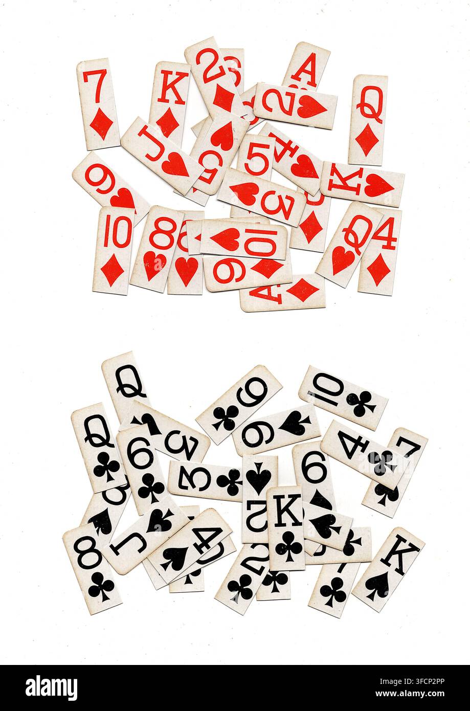 Angoli di carte da gioco vintage isolati su uno sfondo bianco. Foto Stock