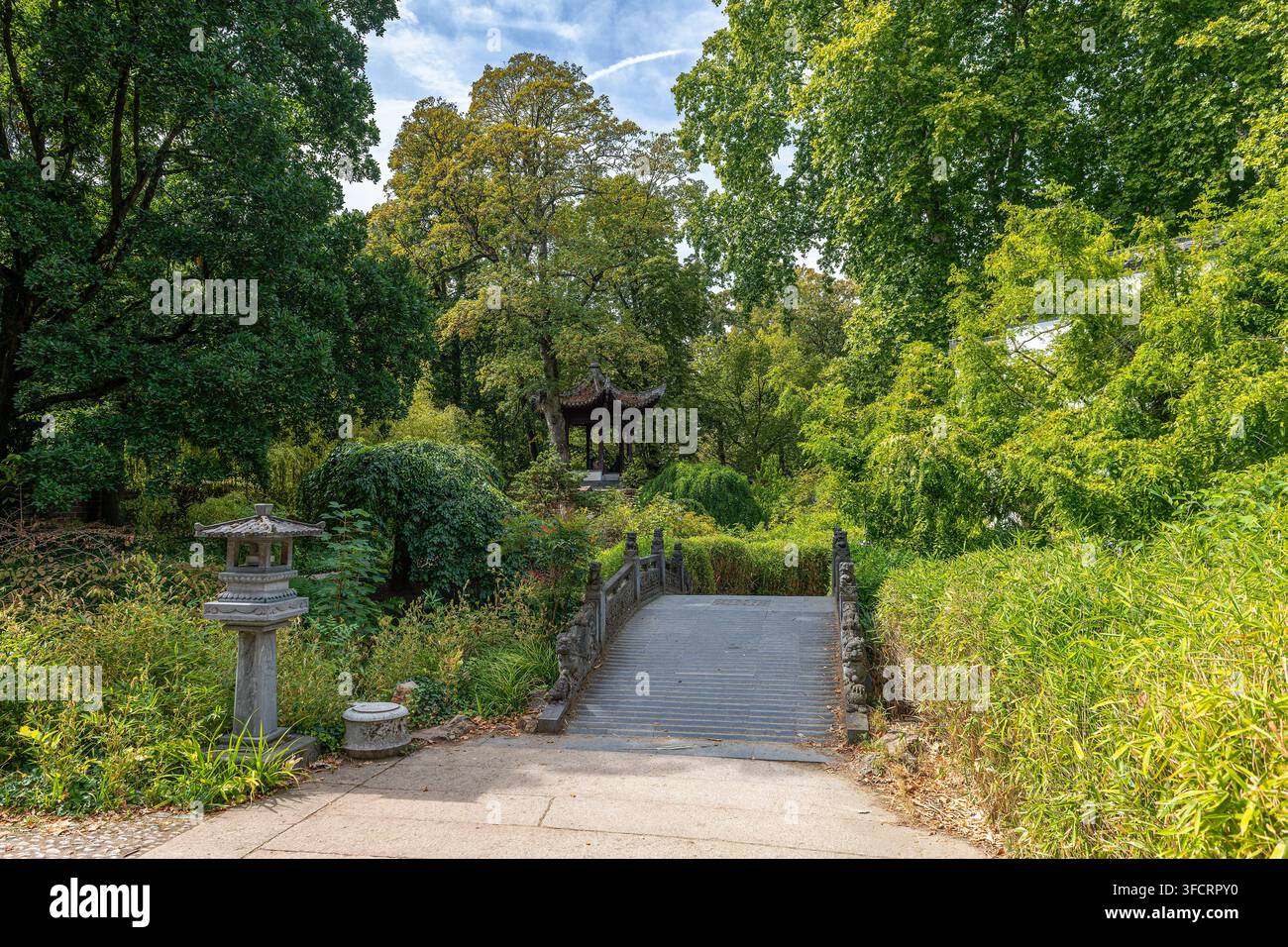 Giardino cinese nel Bethmannpark, Francoforte, Assia, Germania Foto Stock