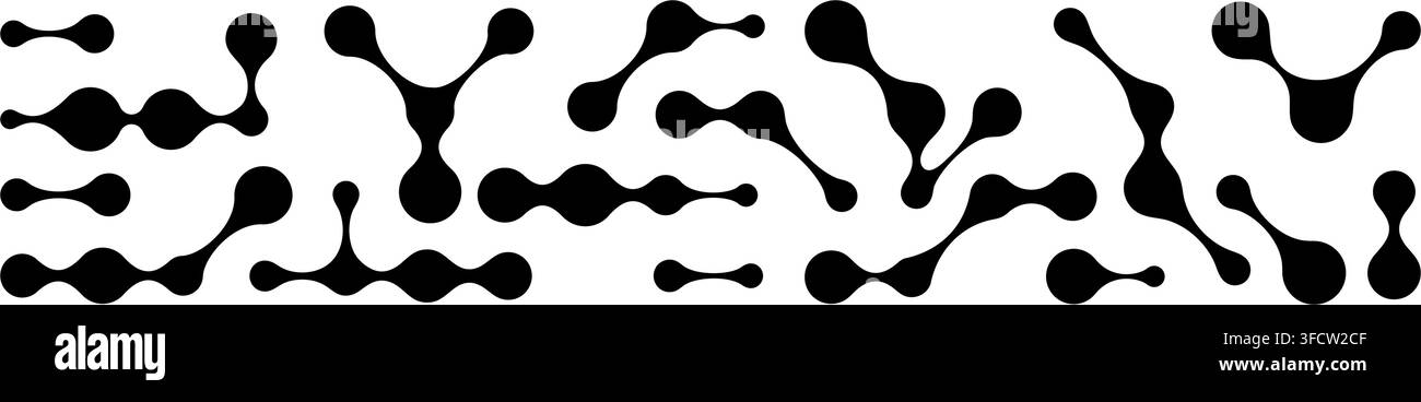 Metabolla geometrica astratta che fonde un blob organico fluido, caratterizzato da un punto circolare che collega un'illustrazione vettoriale a linea. Illustrazione Vettoriale