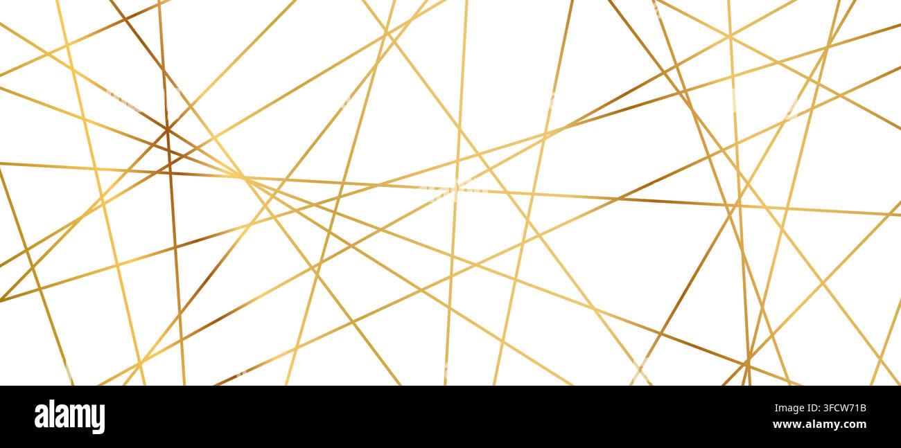 Moderno motivo astratto con linee dorate diritte che creano un'illustrazione vettoriale di texture di sfondo geometrica senza cuciture. Illustrazione Vettoriale