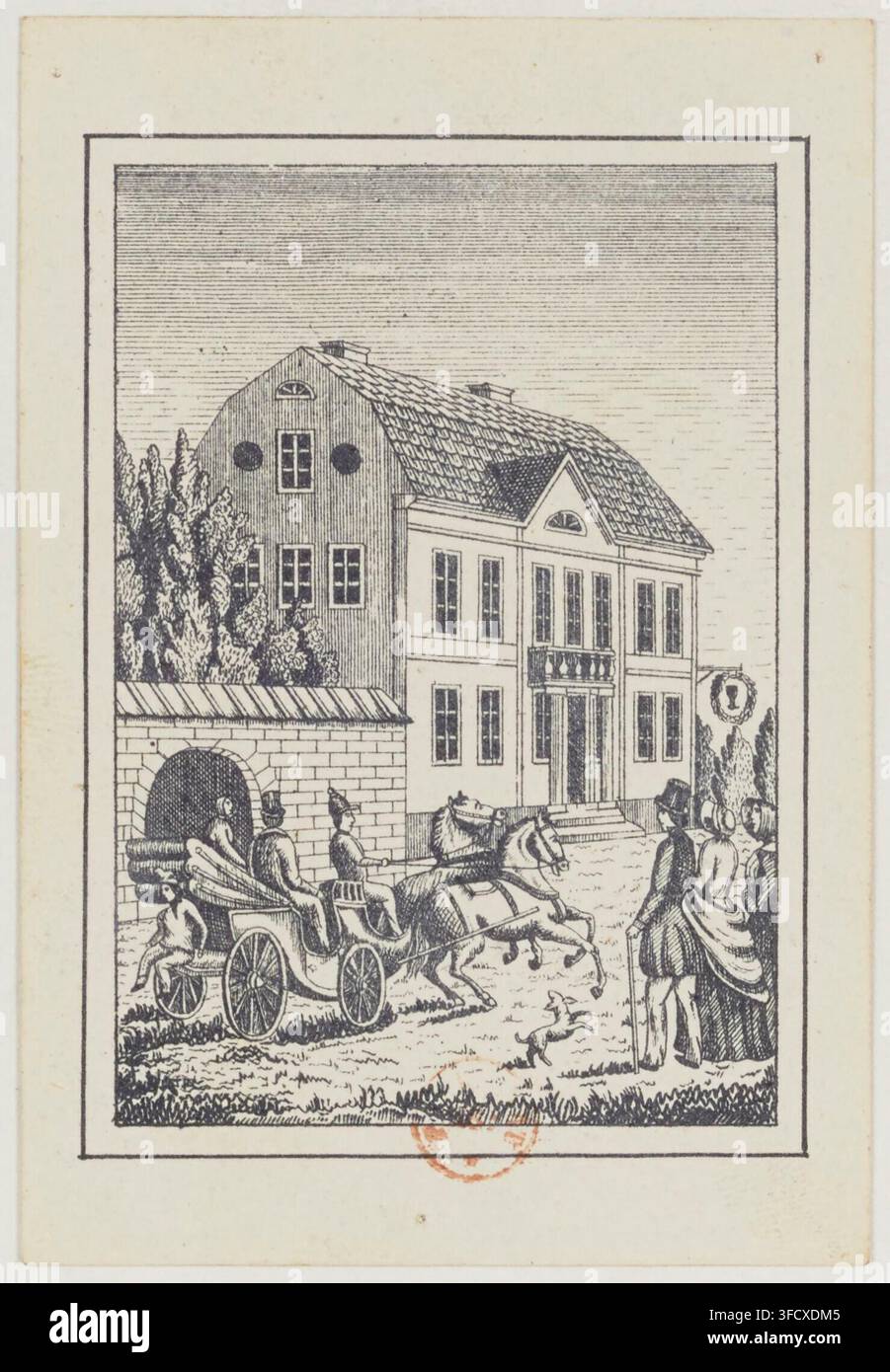 Un gioco di carte cuckoo svedese, un'incisione del 1860 tratta dal set "Jeu de coucou suédois". Foto Stock