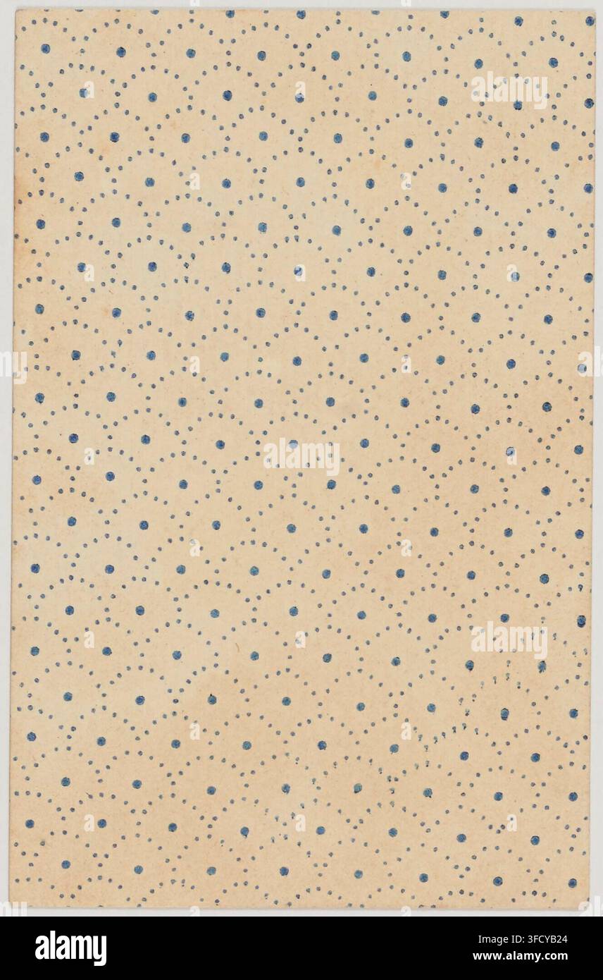 Un'incisione del 1816 tratta dalla serie “Jeu de cartes au portrait officiel de 1816”, che mostra un disegno a motivi con punti blu che formano un motivo geometrico ripetitivo su uno sfondo beige. Foto Stock