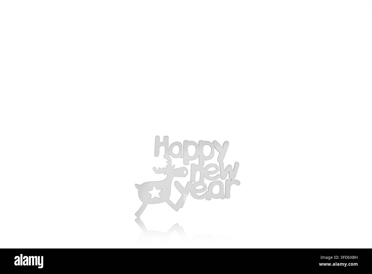 bella iscrizione, cartello "Buon Anno" su sfondo bianco in primo piano Foto Stock