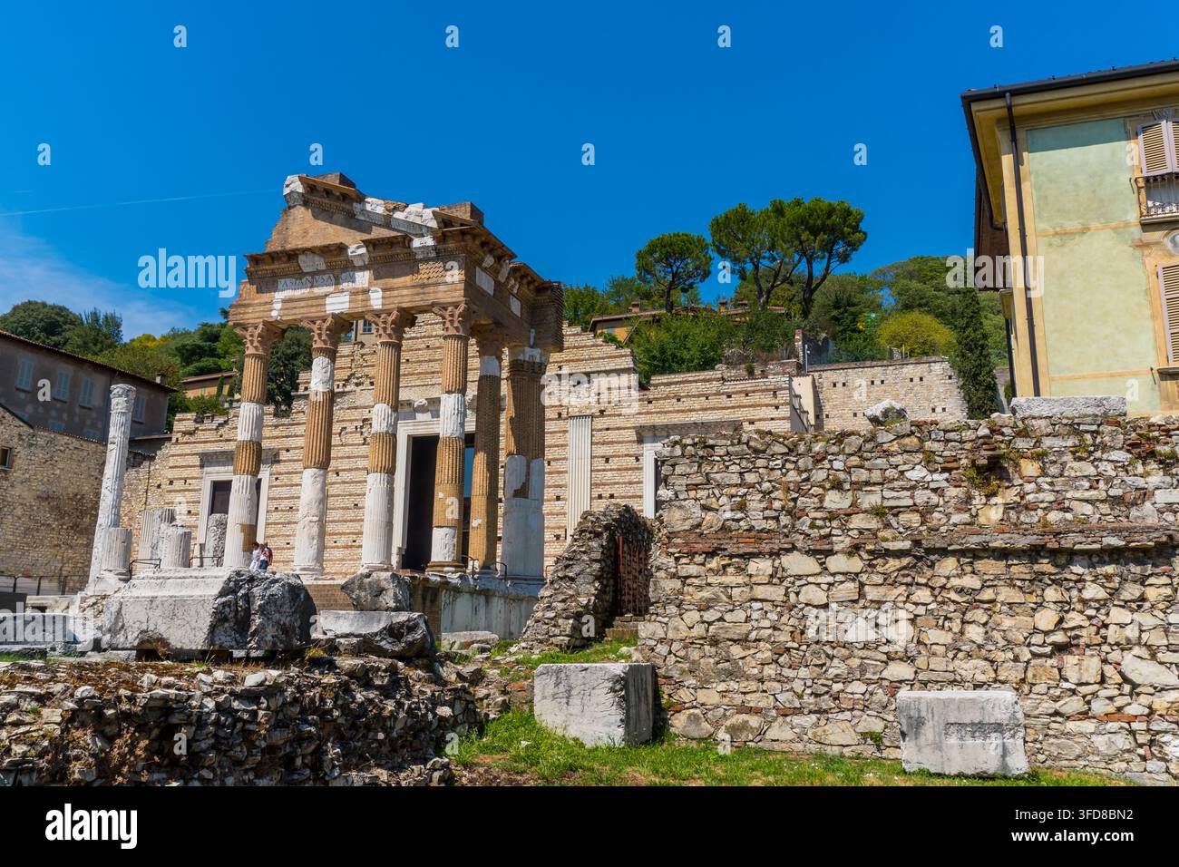 Brescia, Italia – 10 agosto 2026 – Rovine romane nel centro di Brescia Foto Stock