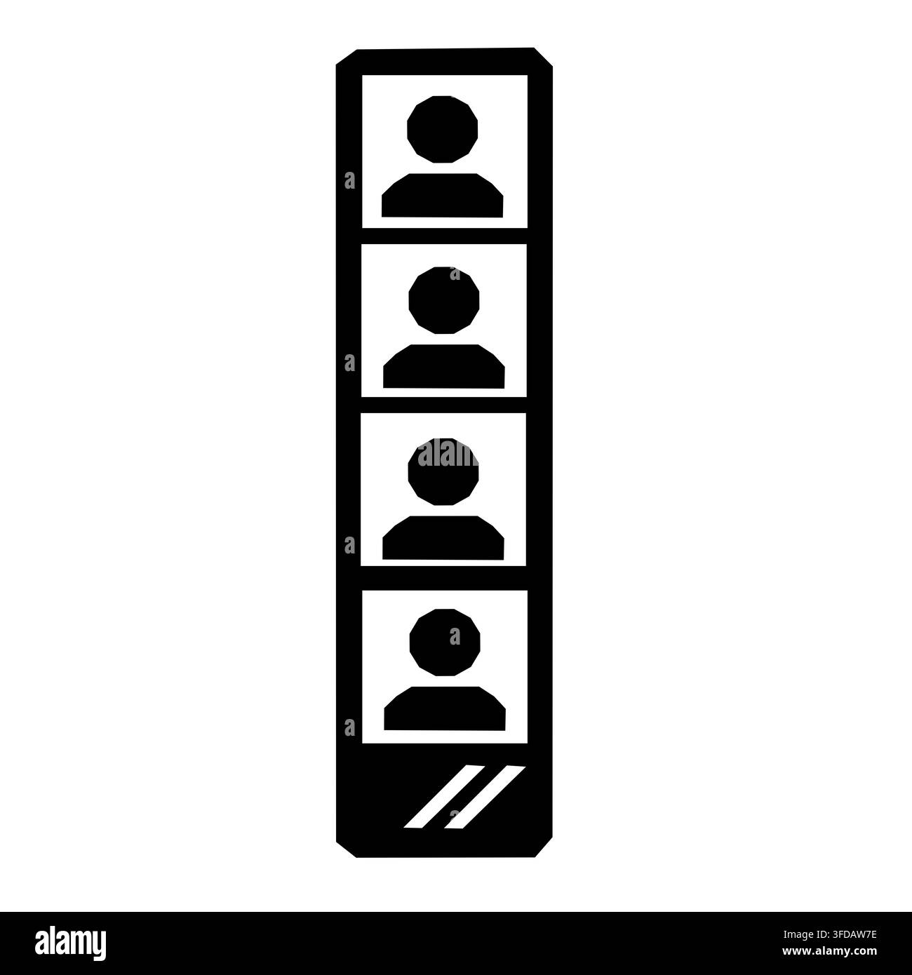 Illustrazione geometrica minimalista in bianco e nero di una striscia di foto classica di una cabina fotografica con più cornici per ritratti, adatta per fotografia, memo Foto Stock