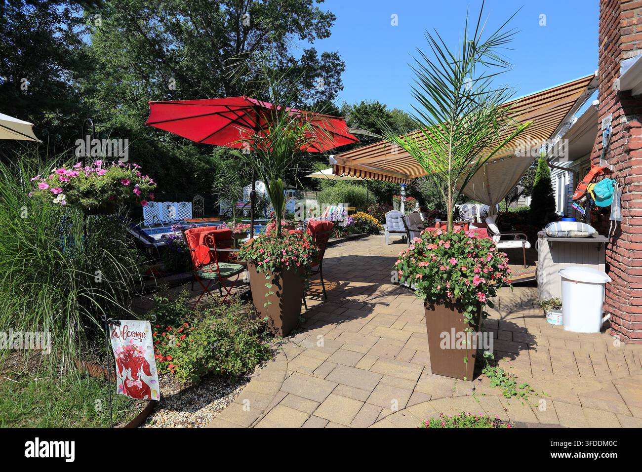 Suburban backyard Long Island NY Foto Stock