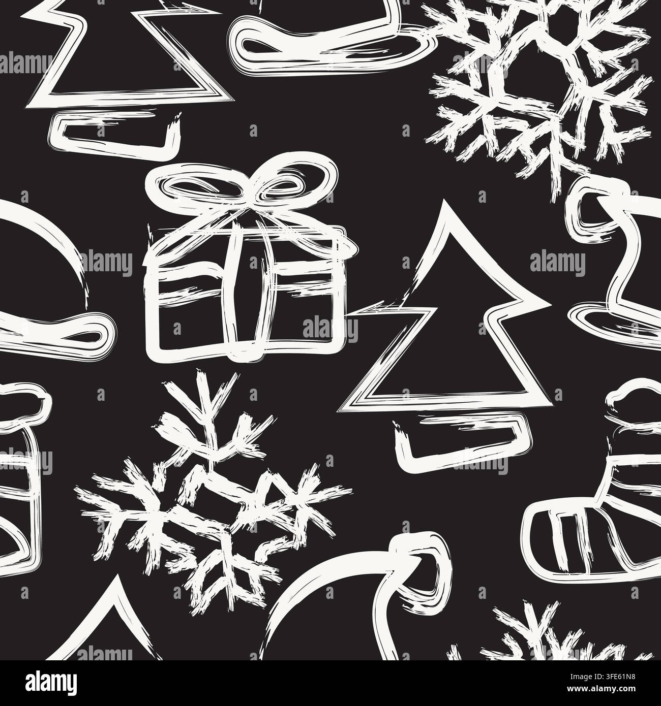 Disegno a motivi ripetibili di albero di Natale per tessuti alla moda e grafica Illustrazione Vettoriale