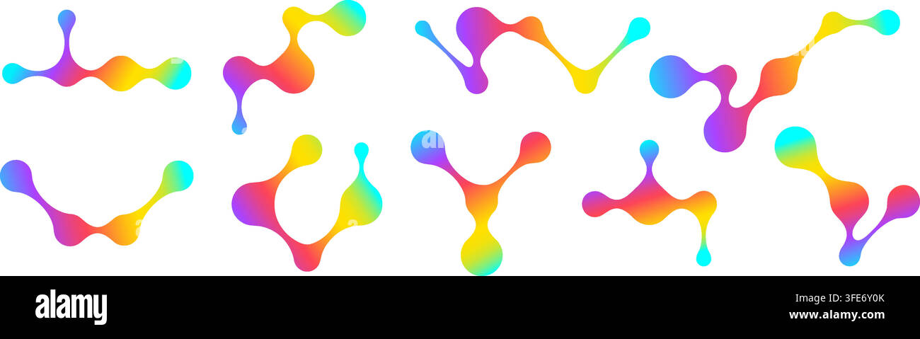 Metabolla geometrica astratta che fonde un blob organico fluido, caratterizzato da un punto circolare che collega un'illustrazione vettoriale a linea. Illustrazione Vettoriale