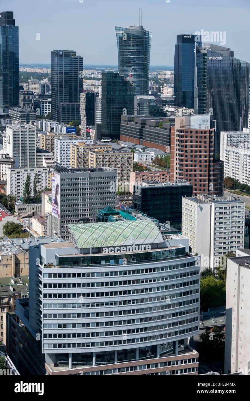 Veduta aerea del centro finanziario di Varsavia, Polonia Foto Stock