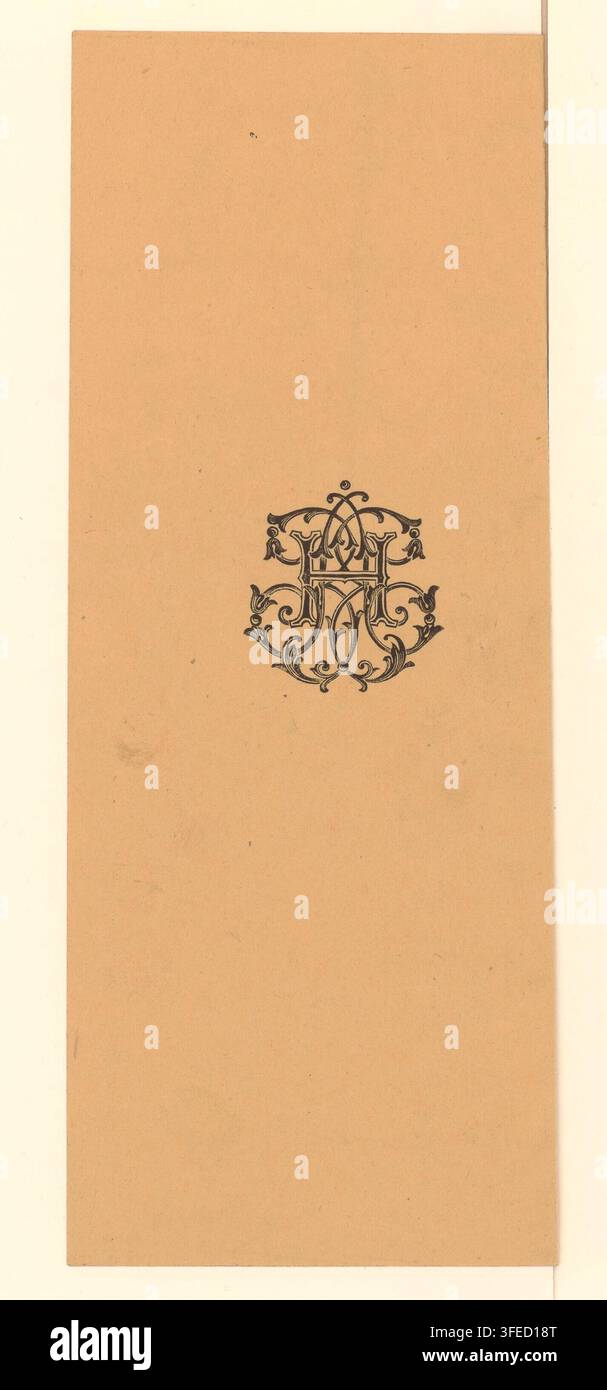 Un monogramma di lettere intrecciate, comprese H e M, da un libro di F. Noriega, cartografo, datato 1905, associato a Madrid. Foto Stock