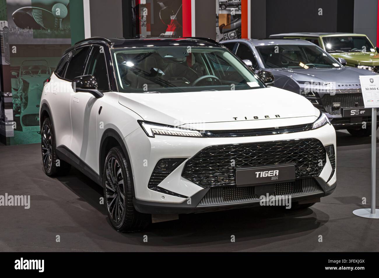 Auto SUV Tiger Six esposta al Salone dell'Auto di Bruxelles. Bruxelles, Belgio – 9 gen. 2026. Foto Stock