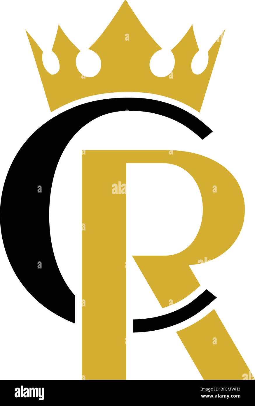 Design del logo con monogramma CR Crown per il branding di lusso premium Illustrazione Vettoriale