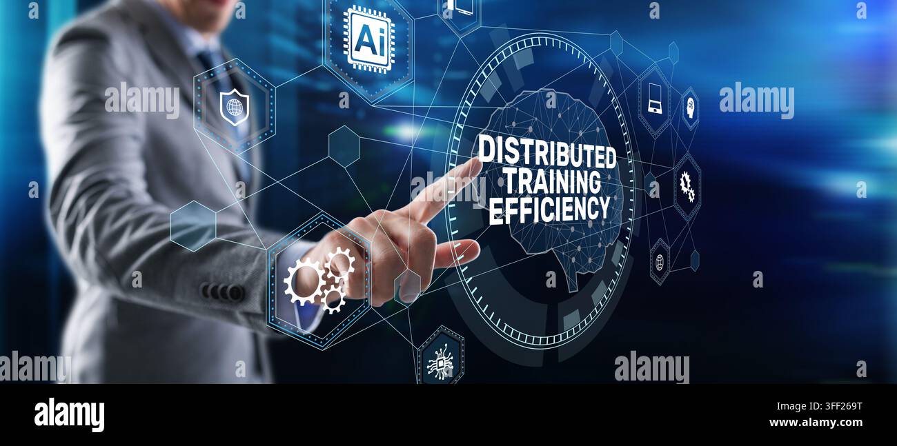 Sistema di efficienza di addestramento distribuito per lo sviluppo di modelli di IA e apprendimento automatico con interazione dell'utente Foto Stock