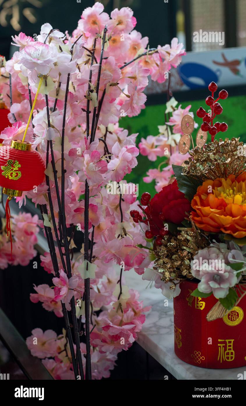 Fiori di plastica Foto Stock
