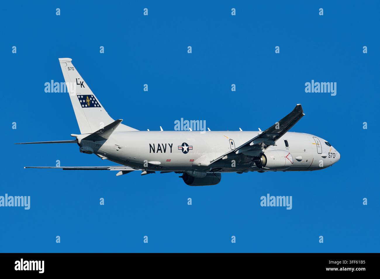 Aereo di pattuglia marittima US Navy Boeing P-8A Poseidon (169570) del VP-26 "Tridents" Foto Stock
