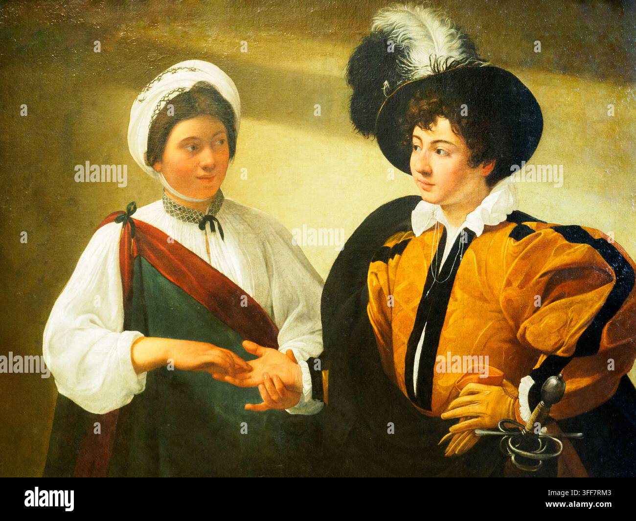 La indovina (1595/1598) di Michelangelo Merisi detto Caravaggio (1571 - 1610), Museo del Louvre - Parigi, Francia Foto Stock