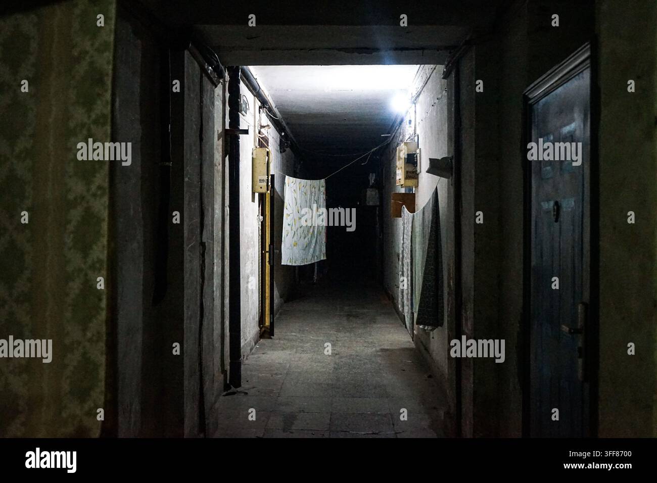 Edificio infestato dall'orrore vecchio Foto Stock