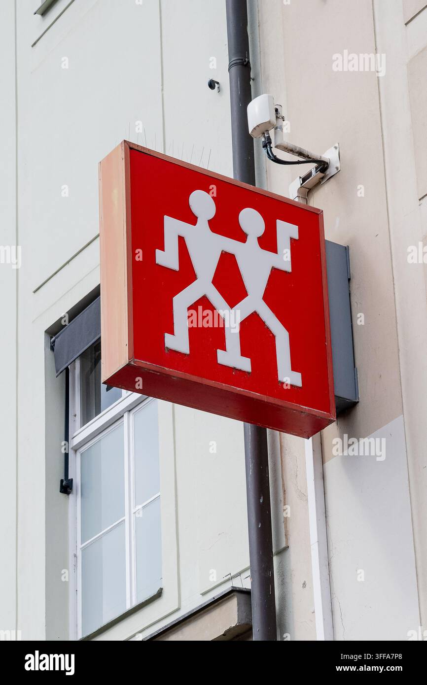 Segnale con il logo di Zwilling in una filiale corrispondente  Immagine tematica economia, vendita al dettaglio nella zona pedonale di Monaco di Baviera, 05.09.2026  Fo Foto Stock