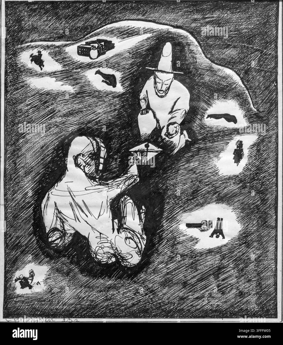 Solomon Nikritin, n. 1879 - m. 1935. Della serie "GUERRA" (La lettera), 1932/3. Museo d'Arte Moderna, collezione Costakis. Grecia. Foto Stock
