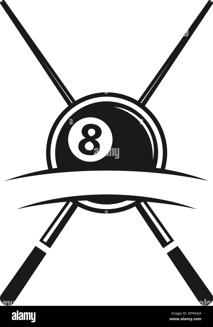 Illustrazione di progettazione di un'icona logo da biliardo Illustrazione Vettoriale