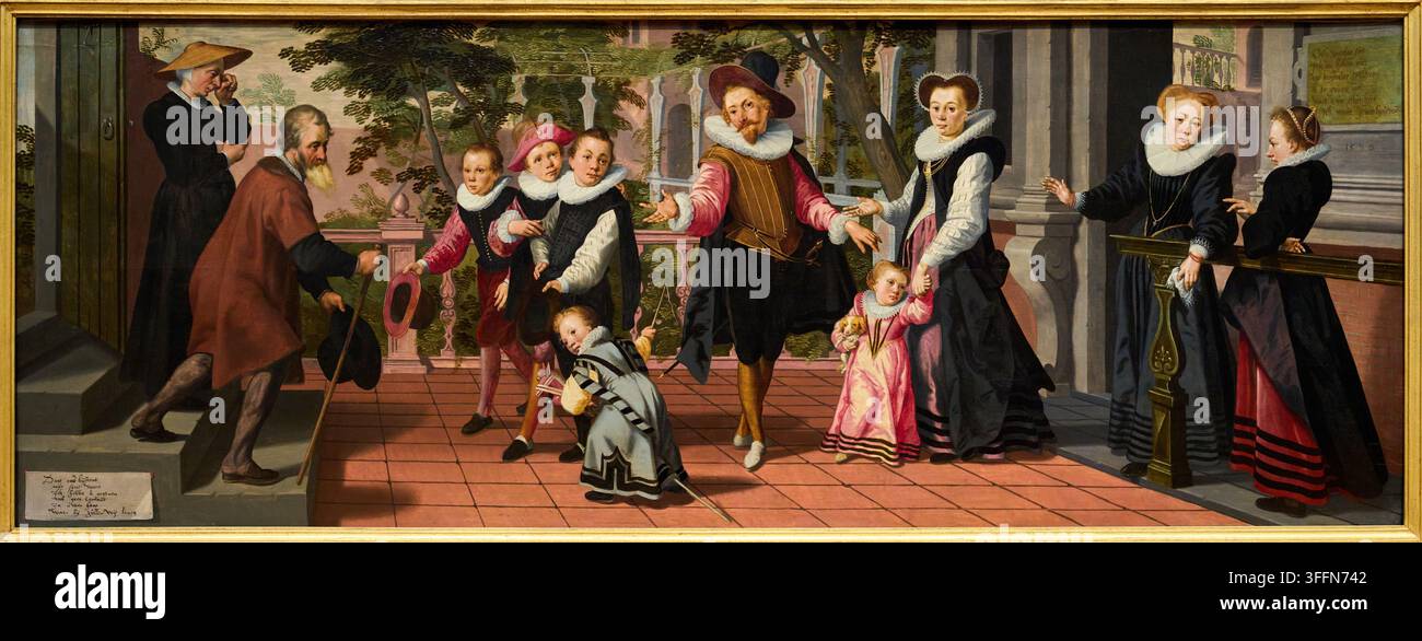 Bambini ricchi, genitori poveri, 1599, Pieter Pietersz (c. 1540-1603) o Aert Pietersz (c. 1550-1612), Rijksmuseum, Amsterdam, Paesi Bassi Foto Stock