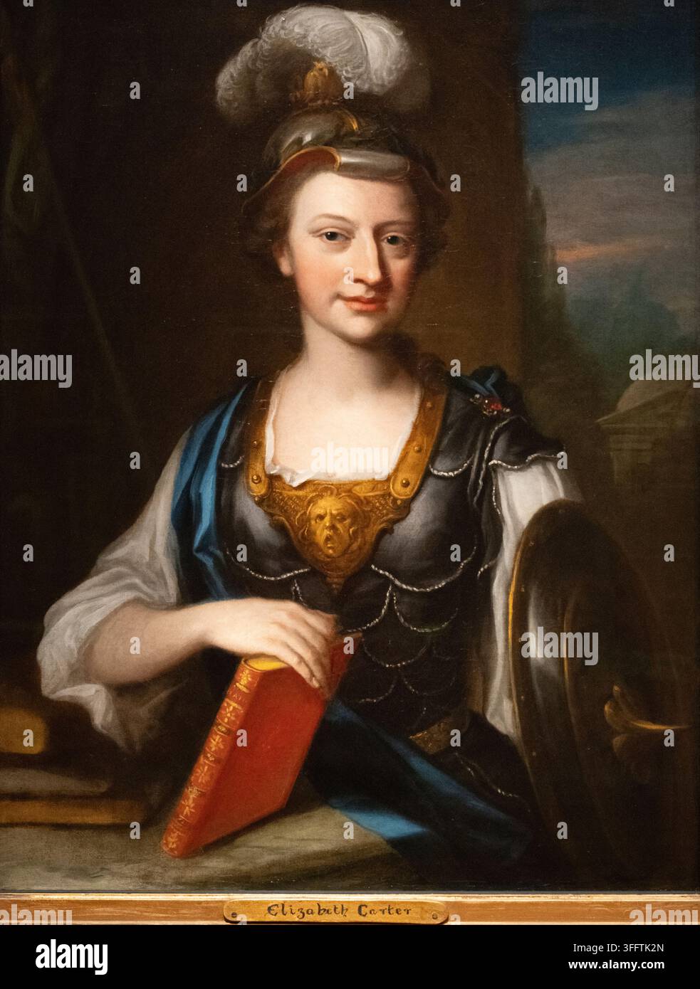 Elizabeth Carter come Minerva, ritratto di John Fayram alla National Portrait Gallery di Londra Foto Stock