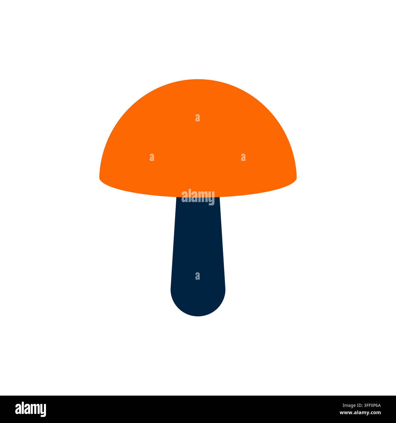 Icona vettoriale minimalista a forma di fungo arancione isolata su sfondo bianco, elemento di design piatto per temi naturali e autunnali. Illustrazione Vettoriale