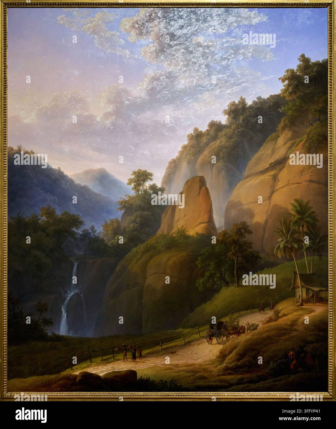 Il Grote Postweg (Grande Strada Postale) vicino a Rajapolah, 1828, Antoine Auguste Joseph Payen (1792-1853), Rijksmuseum, Amsterdam, Paesi Bassi Foto Stock