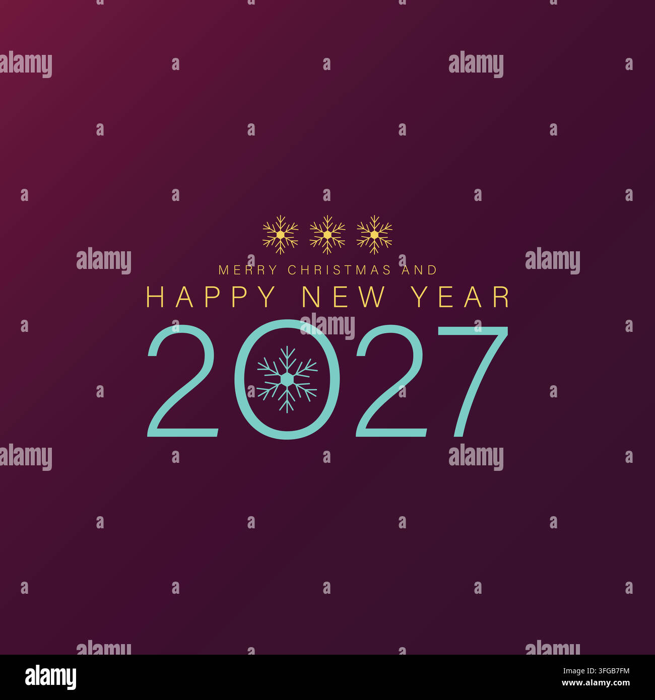 Auguri festivi Buon Natale e Buon Anno 2027 Illustrazione Vettoriale