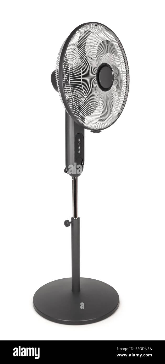Percorso del ventilatore da pavimento isolato su bianco Foto Stock
