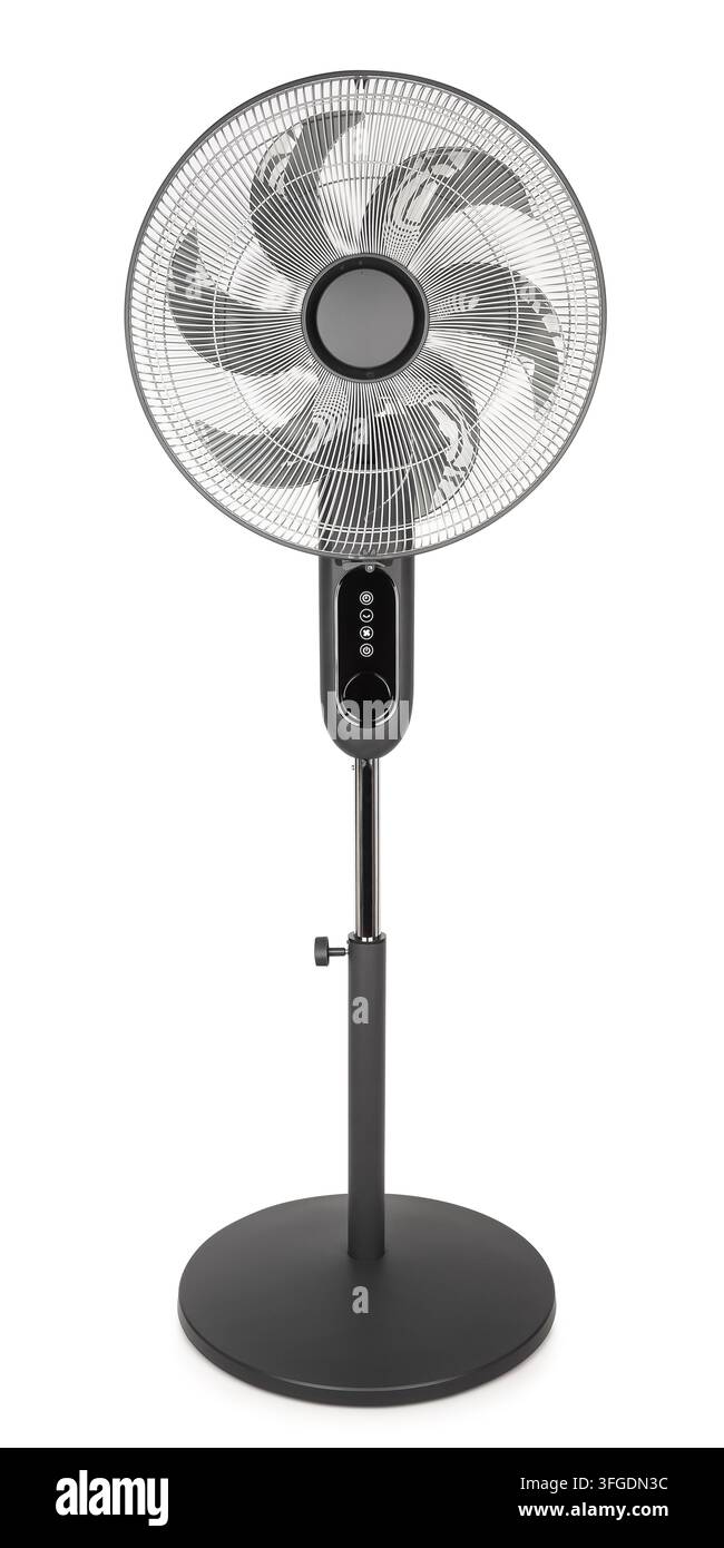 Percorso del ventilatore da pavimento isolato su bianco Foto Stock