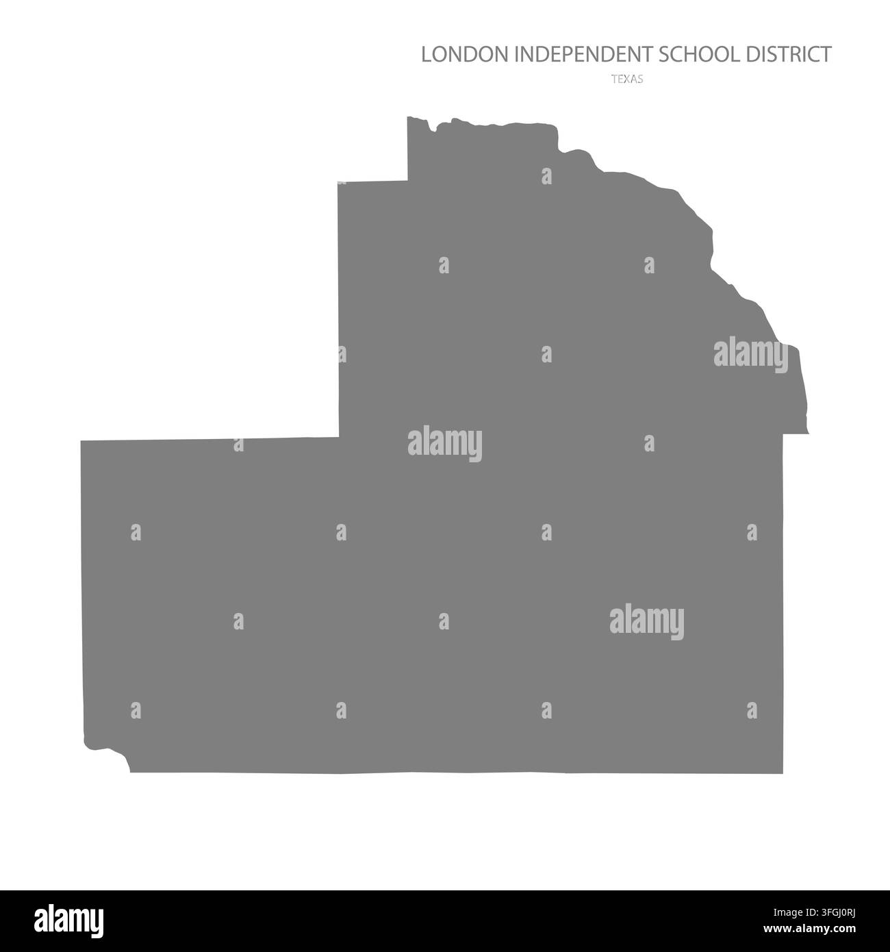 Mappa vettoriale piatta moderna del distretto scolastico indipendente di London, Texas, Stati Uniti. Silhouette dettagliata dei confini del distretto in grigio su sfondo bianco Illustrazione Vettoriale