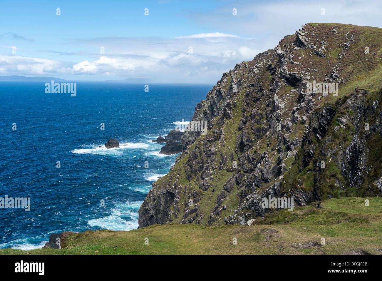 Scogliere di Bray Head sull'isola di Valentia, Irlanda Foto Stock