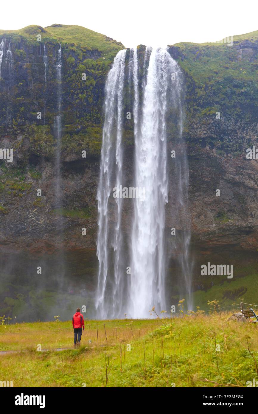 Seljalandsfoss cascata, Islanda Foto Stock