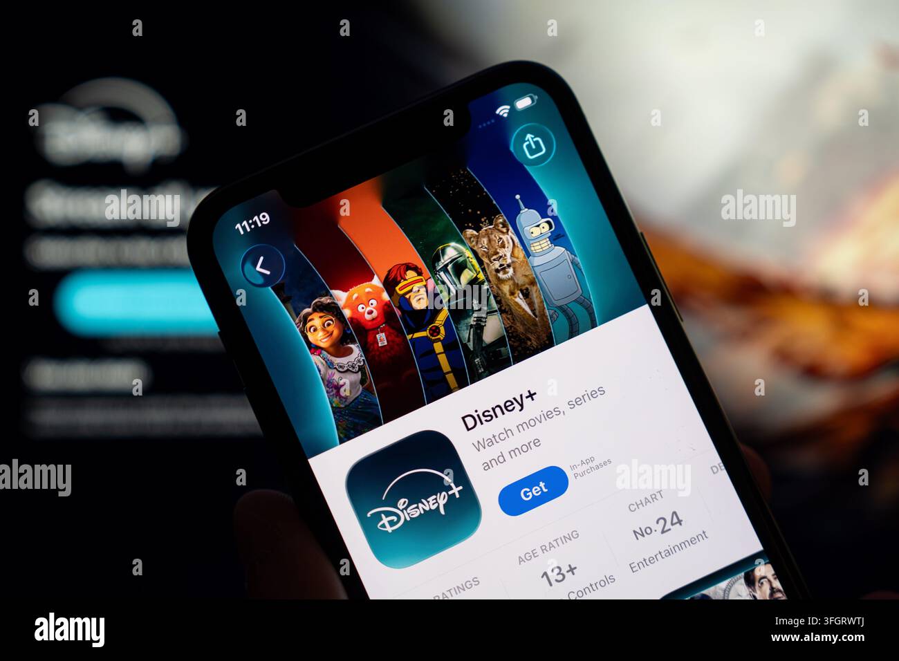 La pagina di elenco dell'app di streaming Disney Plus App sull'App Store mostrata il 14 settembre 2026 a Hong Kong. (Foto di Jared Hui/Nexpher Images Stock) Foto Stock