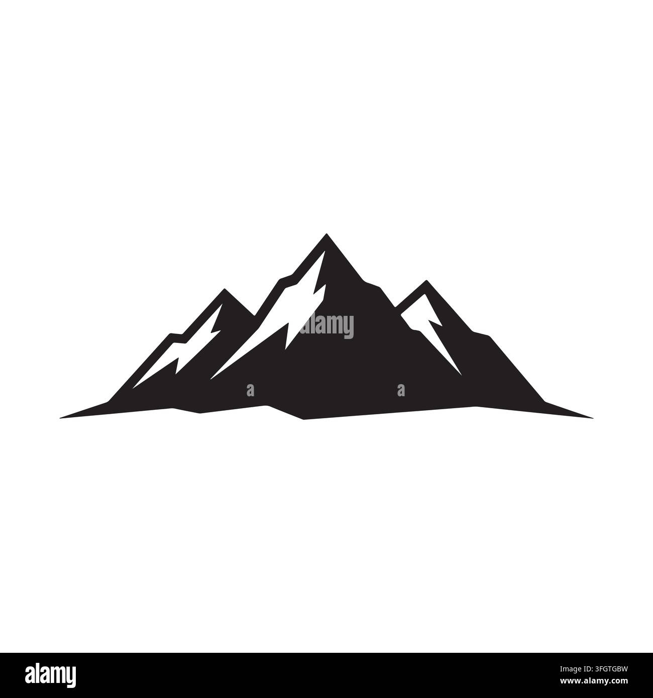 Illustrazione vettoriale minimalista di una silhouette di catena montuosa frastagliata con picchi affilati e linee pulite. Illustrazione Vettoriale