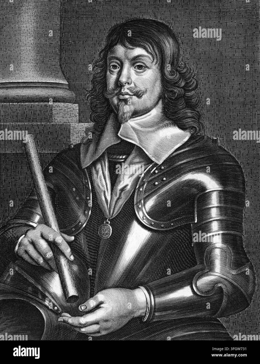 “James Hamilton, I duca di Hamilton (1606–1649). Fu un nobile scozzese influente, capo militare nella Guerra dei Trent’anni e uno dei più stretti confidenti di re Carlo I durante le guerre civili inglesi. Riproduzione autentica restaurata digitalmente da un originale del XIX secolo; data esatta della rappresentazione sconosciuta. Storico.” Foto Stock