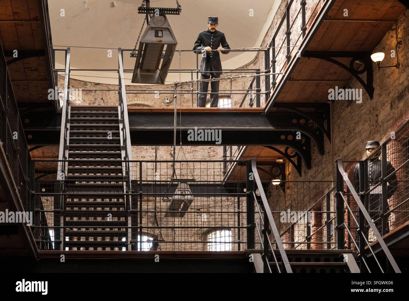 Interno storico della prigione vittoriana al Cork City Gaol Foto Stock