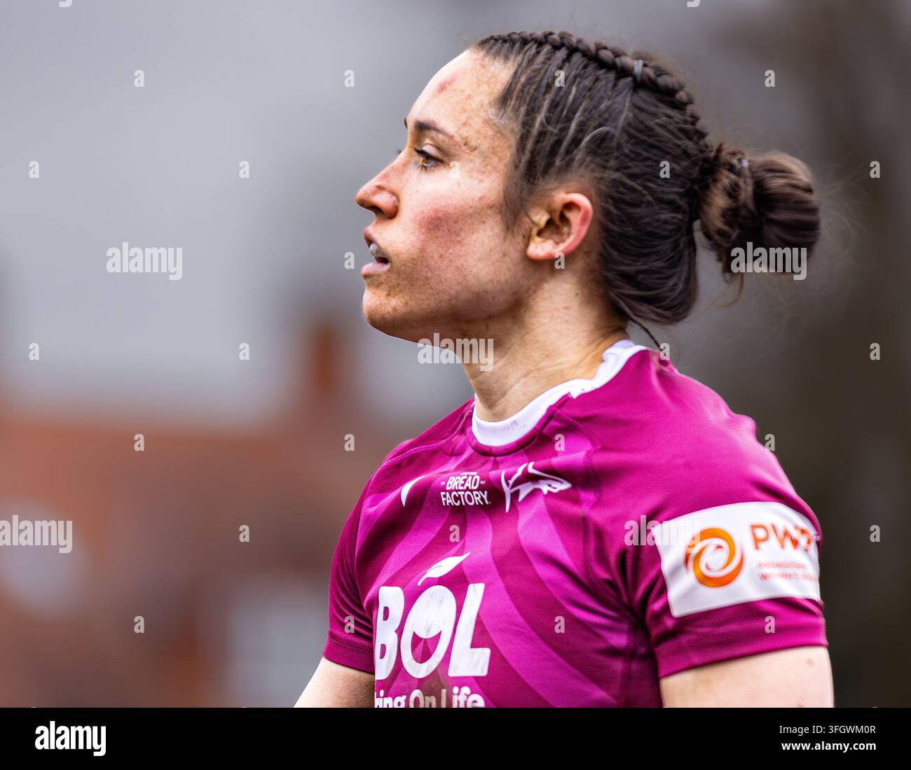7 marzo 2026, Rhona Lloyd delle Sale Sharks in azione durante la partita PWR contro il Loughborough Lightning al Morton Group Stadium Foto Stock