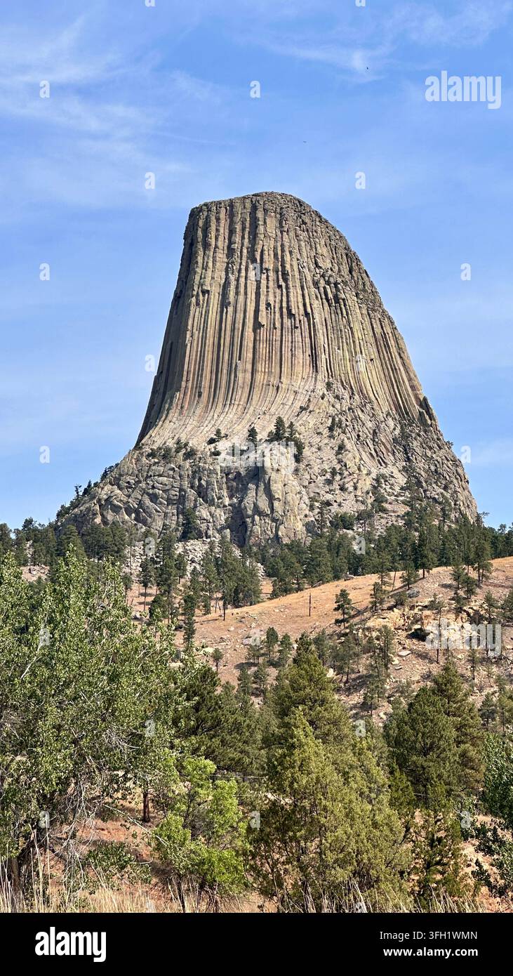 Monumento nazionale di Devils Tower nel Wyoming Foto Stock