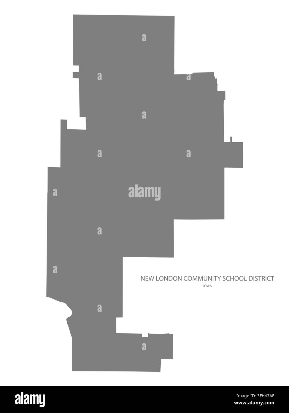 Mappa vettoriale piatta moderna del distretto scolastico comunitario di New London, Iowa, Stati Uniti. Silhouette dettagliata dei confini del distretto in grigio su sfondo bianco Illustrazione Vettoriale