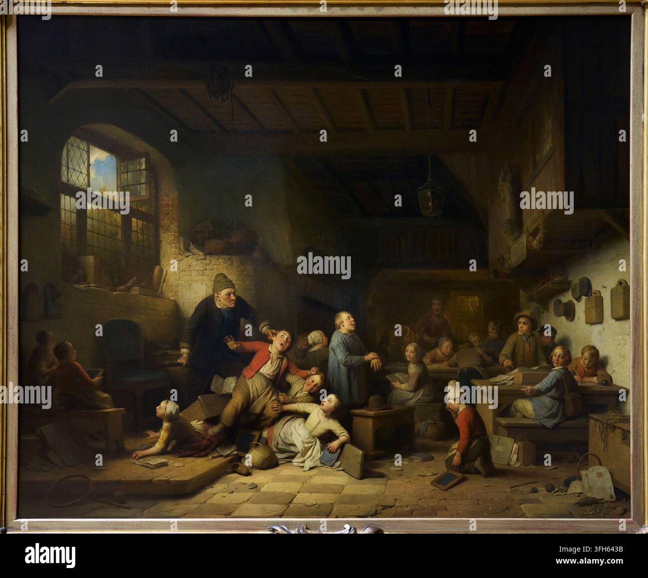 La scuola del villaggio, 1854, Ferdinand De Braekeleer I (Anversa 1792 - 1883), KMSKA, Museo reale delle belle arti, Anversa, Belgio Foto Stock