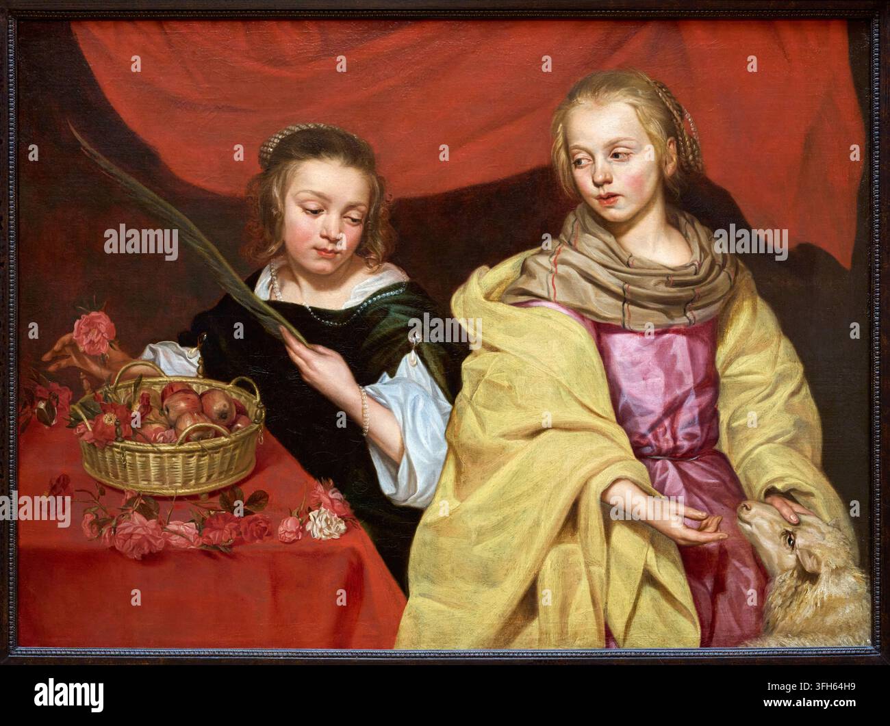 Due ragazze nei panni di Santa Agnese e Santa Dorotea, Michaelina Wautier (Mons 1604 - Bruxelles 1689/1710), KMSKA, Museo reale delle belle arti, Anversa, Belgio Foto Stock